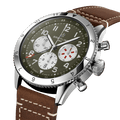 Breitling Super Avi B04 Chronograph GMT 46 Curtiss Warhawk Green Dial Brown Leather Strap Watch for Men - AB04452A1L1X1