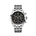 Breitling Super Avi B04 Chronograph GMT 46 P-51 Mustang Black Dial Silver Steel Strap Watch for Men - AB04453A1B1A1