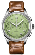 Breitling Premier B09 Chronograph 40 Green Dial Brown Leather Strap Watch for Men - AB0930D31L1P1