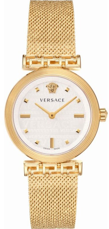 Versace Meander Greca White Dial Gold Mesh Bracelet Watch for Women - VELW00820