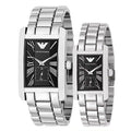 Emporio Armani Classic Black Dial Silver Stainless Steel Watch For Women - AR0157