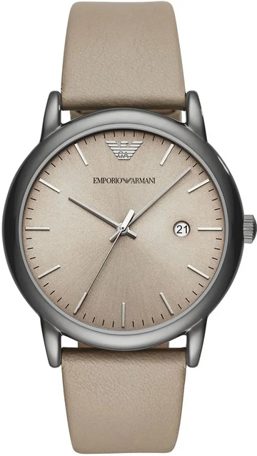 Emporio Armani Luigi Beige Dial Beige Leather Strap Watch for Men - AR11116