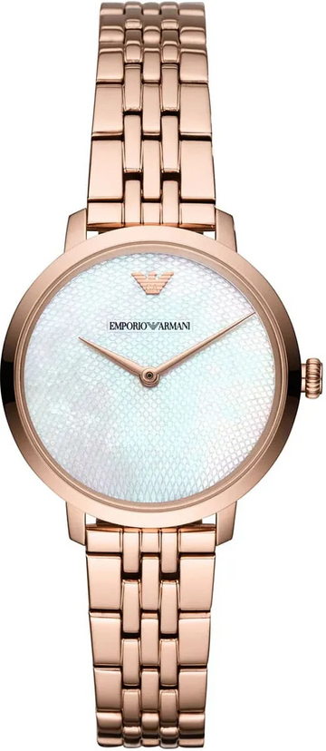 Emporio Armani Modern Mother of Pearl White Dial Rose Gold Steel Strap Watch for Women - AR11158