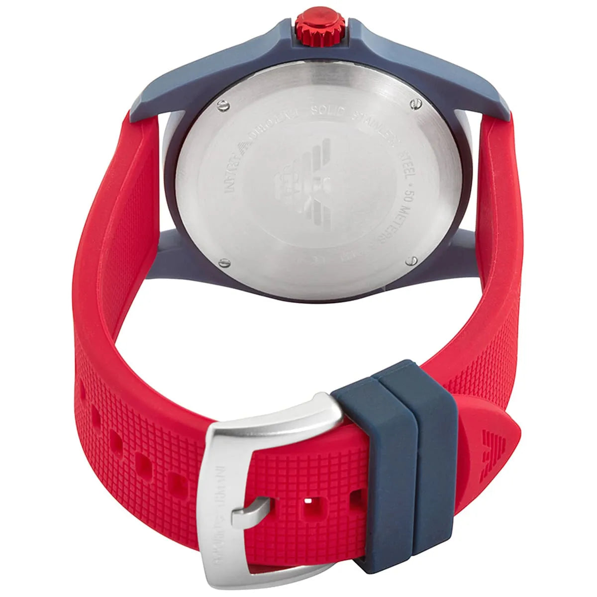 Emporio Armani Sigma Silver Dial Red Silicone Strap Watch for Men - AR11219