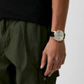 Emporio Armani Claudio Chronograph Silver Dial Black Leather Strap Watch For Men - AR11498
