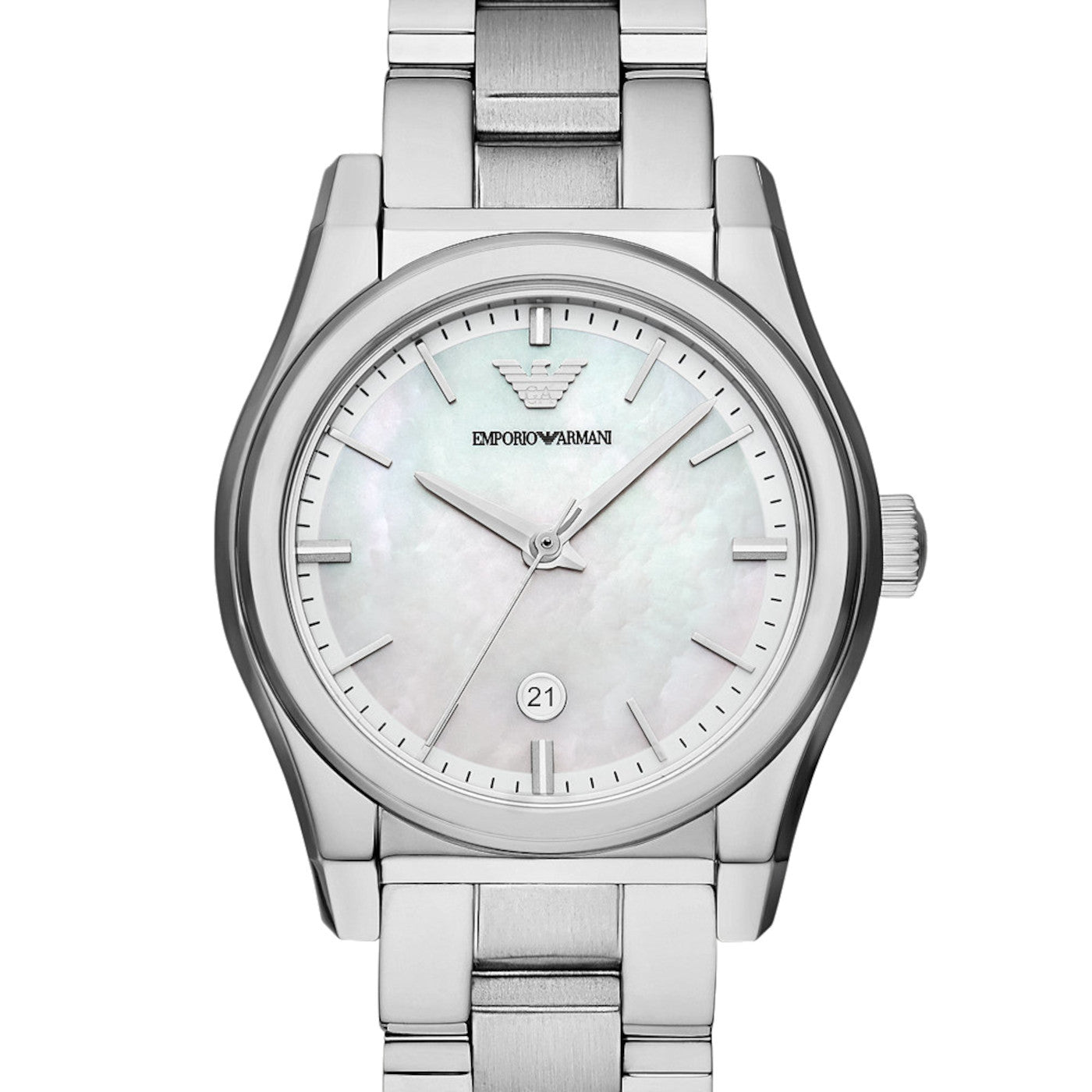 Emporio Armani Valeria Quartz Mother of Pearl Dial Silver Steel Strap Watch For Women - AR11030