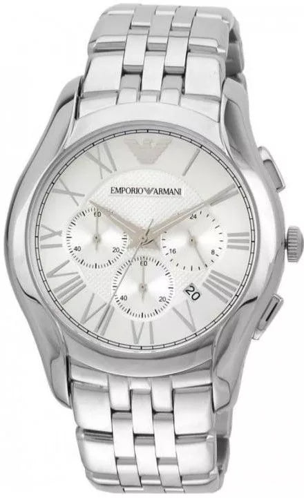 Emporio Armani Velente Chronograph Quartz Silver Dial Silver Steel Strap Watch For Men - AR1702