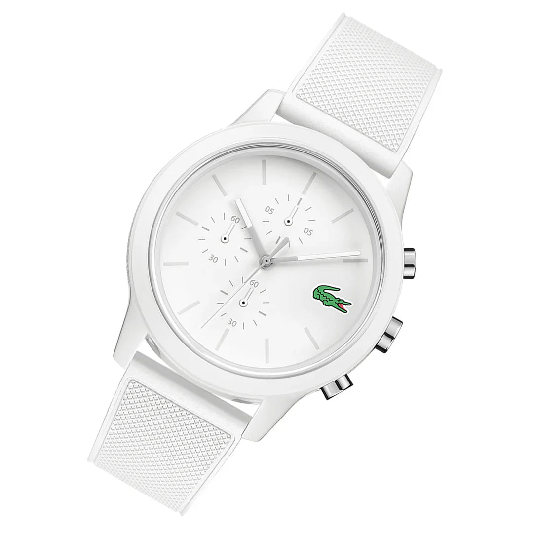 Lacoste 12.12 Chronograph White Dial White Silicon Strap Watch for Men - 2010974