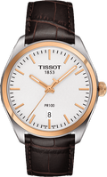 Tissot T Classic PR 100 Quartz White Dial Brown Leather Strap Watch for Men - T101.410.26.031.00
