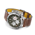 Breitling Super Avi B04 Chronograph GMT 46 Curtiss Warhawk Green Dial Brown Leather Strap Watch for Men - AB04452A1L1X1