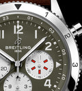 Breitling Super Avi B04 Chronograph GMT 46 Curtiss Warhawk Green Dial Brown Leather Strap Watch for Men - AB04452A1L1X1