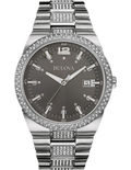 Bulova Crystal Collection Brown Dial Silver Steel Strap Watch for Men - 96B221