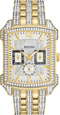 Bulova Crystal Chronograph White Dial Two Tone Steel Strap Watch for Men - 98C109