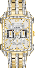 Bulova Crystal Chronograph White Dial Two Tone Steel Strap Watch for Men - 98C109