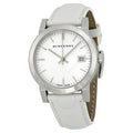 Burberry The City White Dial White Leather Strap Watch for Women - BU9128
