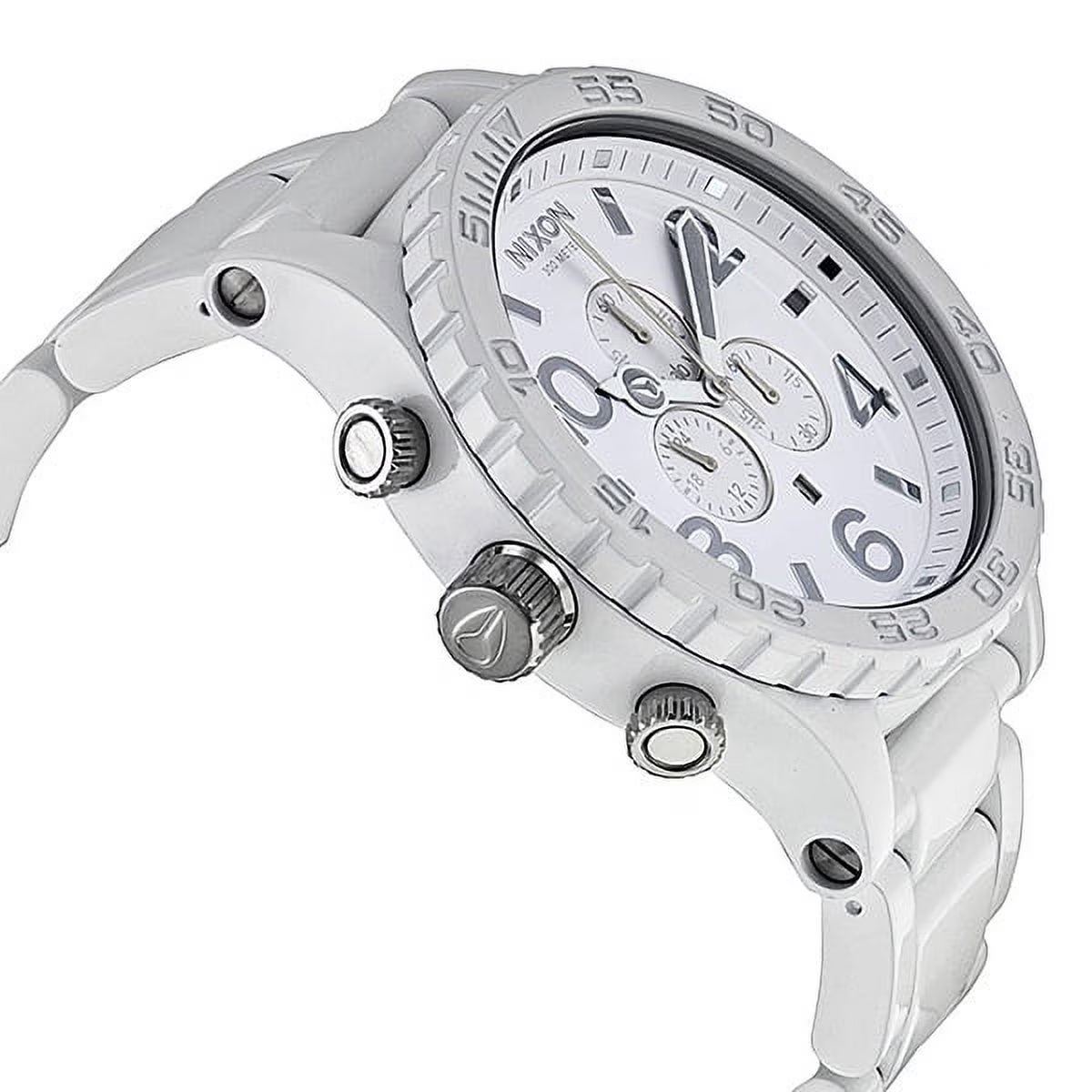 Nixon 51-30 Chronograph White Dial White Steel Strap Watch for Men - A083-1255