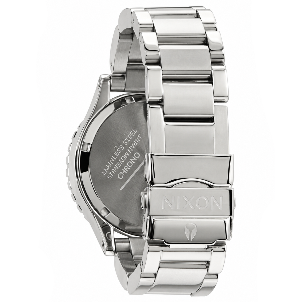 Nixon 42-20 Chrono Silver Dial Silver Steel Strap Watch for Men - A037-710