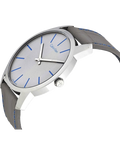 Calvin Klein City Silver Dial Grey Leather Strap Watch for Men - K2G211Q4