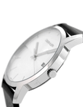 Calvin Klein City White Dial Black Leather Strap Watch for Men - K2G2G1CD