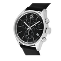 Calvin Klein Masculine Chronograph Black Dial Black Leather Strap Watch for Men - K2H27102