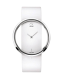 Calvin Klein Glam Transparent Dial White Leather Strap Watch for Women - K9423101