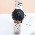 Calvin Klein Snake Black Dial Silver Steel Strap Watch For Women - K6E23141