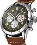 Breitling Super Avi B04 Chronograph GMT 46 Curtiss Warhawk Green Dial Brown Leather Strap Watch for Men - AB04452A1L1X1