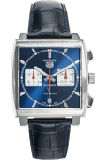 Tag Heuer Monaco Automatic Chronograph Blue Dial Blue Leather Strap Watch for Men - CBL2111.FC6453