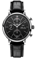 IWC Portofino Chronograph Black Dial Black Leather Strap Watch for Men - IW391029