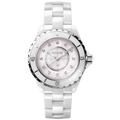 Chanel J12 Quartz Diamonds Pink Dial White Steel Strap Watch for Women - J12 H5513