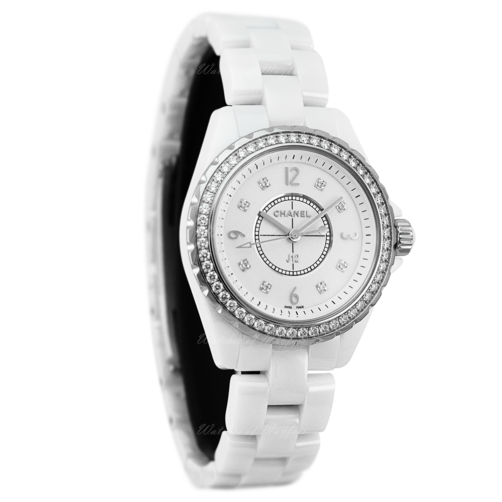 Chanel J12 Quartz Diamonds White Dial White Steel Strap Watch for Women - J12 H3110