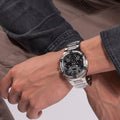 Guess Duke Glitz Black Dial Silver Steel Strap Watch For Men - GW0576G1