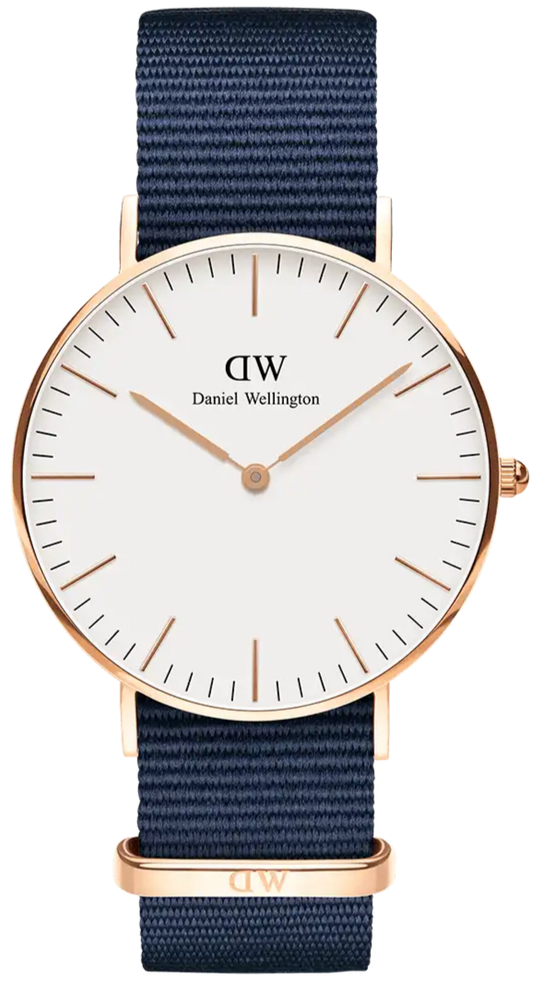 Daniel Wellington Classic Bayswater White Dial Navy Blue NATO Strap Watch For Women - DW00100279