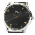 Gucci G Timeless Automatic Black Dial Black Leather Strap Watch For Women - YA126469