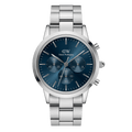 Daniel Wellington Iconic Chronograph Link Blue Dial Silver Steel Strap Watch For Men - DW00100644