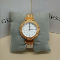 Guess Monroe Silver Dial Rose Gold Steel Strap Watch For Women - W1152L3