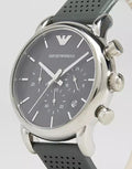 Emporio Armani Luigi Chronograph Quartz Grey Dial Grey Leather Strap Watch For Men - AR1735