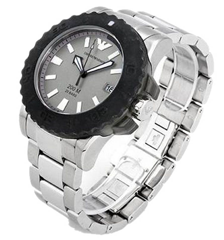 Emporio Armani Bracelet Collection Black Dial Silver Steel Strap Watch For Men - AR5970