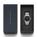 Daniel Wellington Iconic Link Black Dial Silver Steel Strap Watch For Women - DW00100342