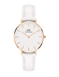 Daniel Wellington Petite Bondi White Dial White Leather Strap Watch for Women - DW00100189