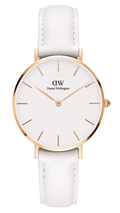 Daniel Wellington Petite Bondi White Dial White Leather Strap Watch for Women - DW00100189