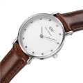 Daniel Wellington Classy St Mawes White Dial Brown Leather Strap Watch For Women - DW00100067