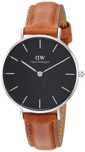Daniel Wellington Petite Sterling Black Dial Brown Leather Strap Watch For Women - DW00100178
