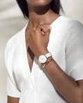 Daniel Wellington Classic Petite Dover White Dial White Nylon Strap Watch For Women - DW00100313