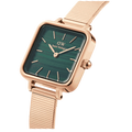 Daniel Wellington Quadro Studio Green Dial Rose Gold Mesh Strap Watch For Women - DW00100520