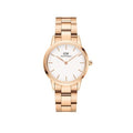 Daniel Wellington Iconic Link White Dial Rose Gold Steel Strap Watch For Women - DW00100211