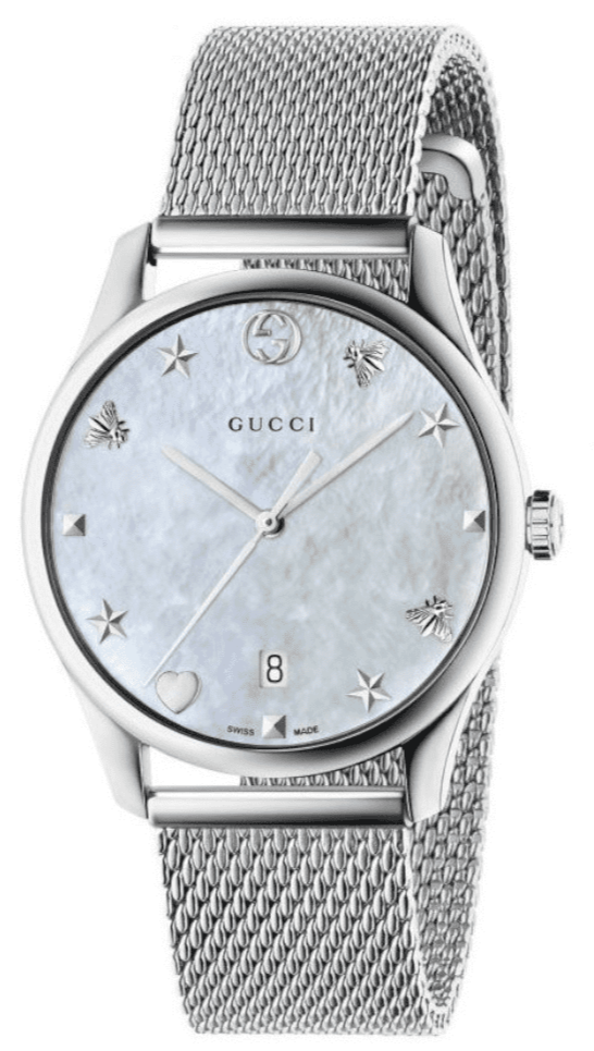 Gucci G-Timeless Mother of Pearl Dial Silver Mesh Bracelet Watch For Women - YA1264040