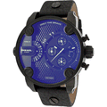 Diesel Little Daddy Blue Dial Black Leather Strap Watch For Men - DZ7257