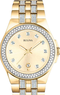 Bulova Crystal Collection Champagne Dial Two Tone Steel Strap Watch for Women - 98B174
