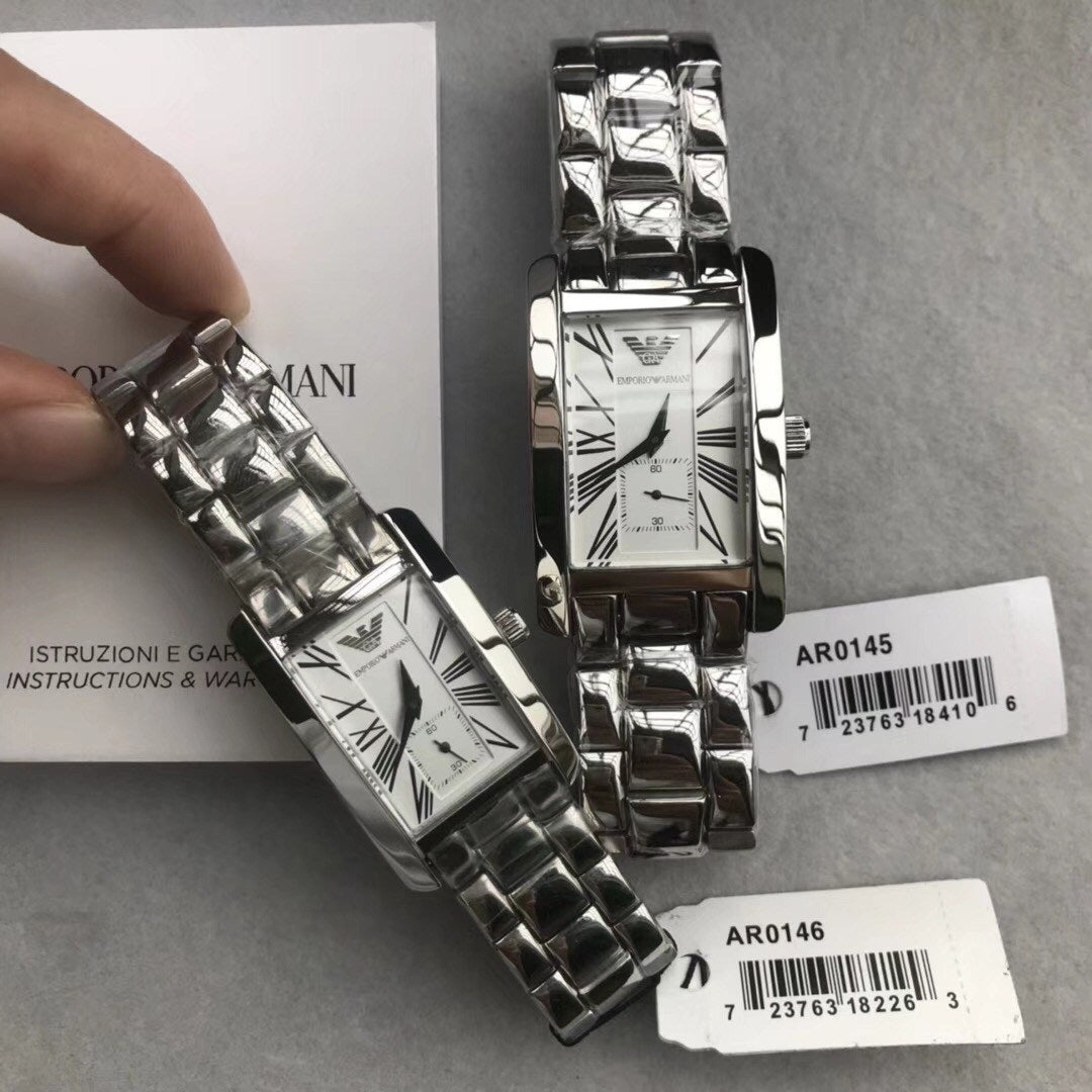 Emporio Armani White Dial Silver Stainless Steel Watch For Women - AR0146